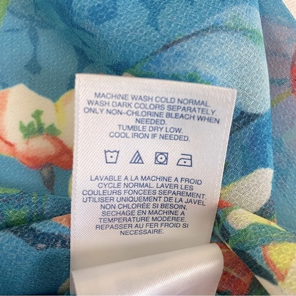 Lands’ End Blue Floral Semi Sheer Swim Cover Up Size L - Picture 8 of 9